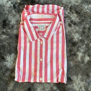 NWT J. Crew Sleeveless Button Down Shirt Pink & White Stripes